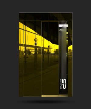 درب آسانسور آینه‌ای طلایی تلسکوپی NBSL