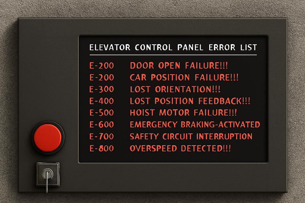 لیست خطای تابلو فرمان آسانسور