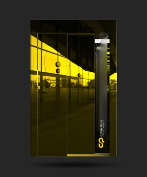 درب آسانسور آینه‌ای طلایی تلسکوپی