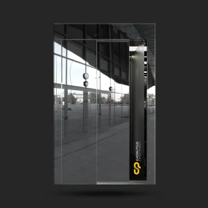 درب آسانسور آینه‌ای نقره‌ای تلسکوپی