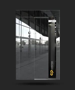 درب آسانسور آینه‌ای نقره‌ای تلسکوپی