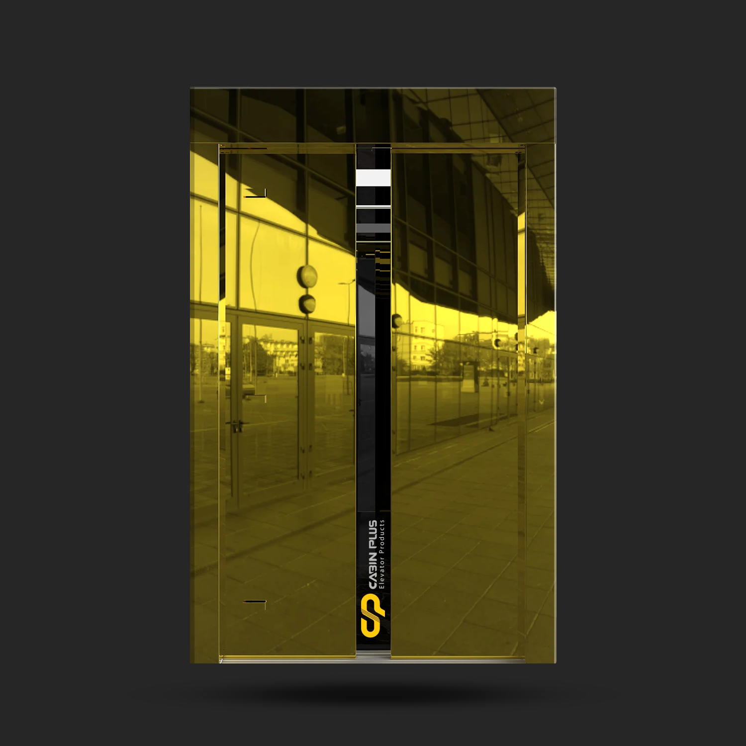 درب آسانسور آینه‌ای طلایی سانترال